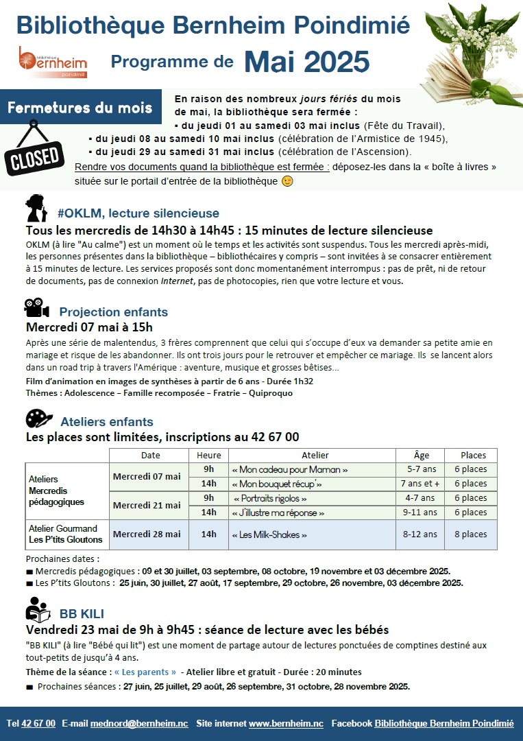 Programme du mois - à Poindimié