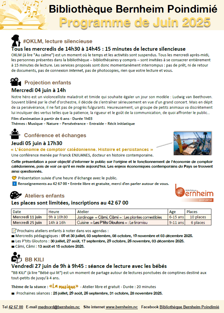 Programme du mois de juin - à Poindimié