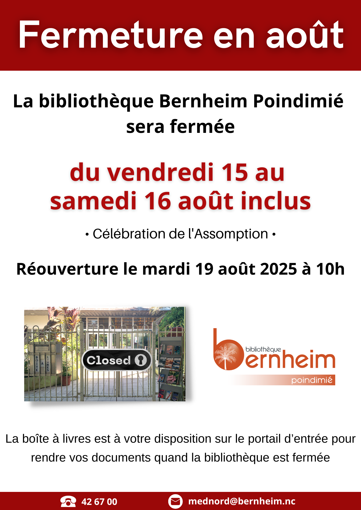 Fermeture en août - à Poindimié