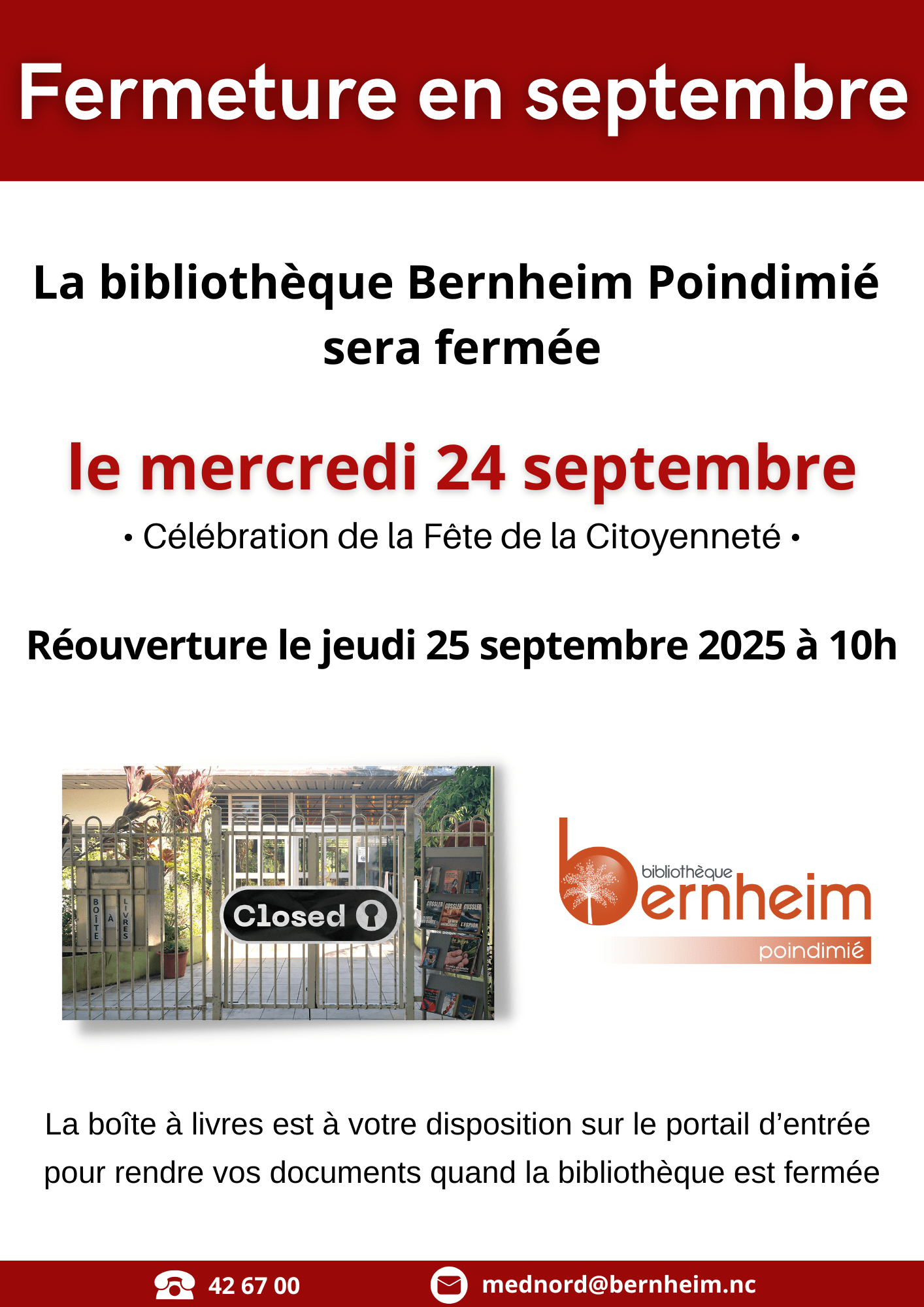 Fermeture en septembre - à Poindimié