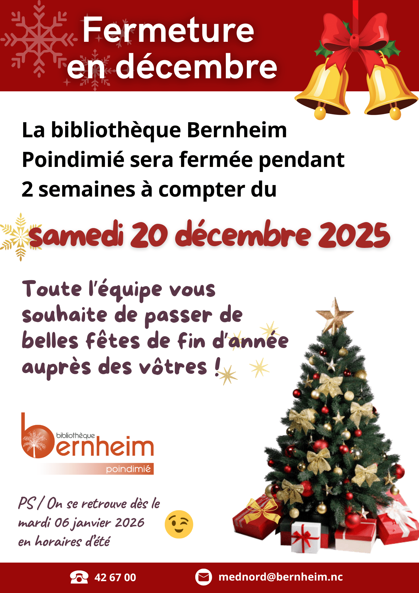 Fermeture décembre 2025 - à Poindimié