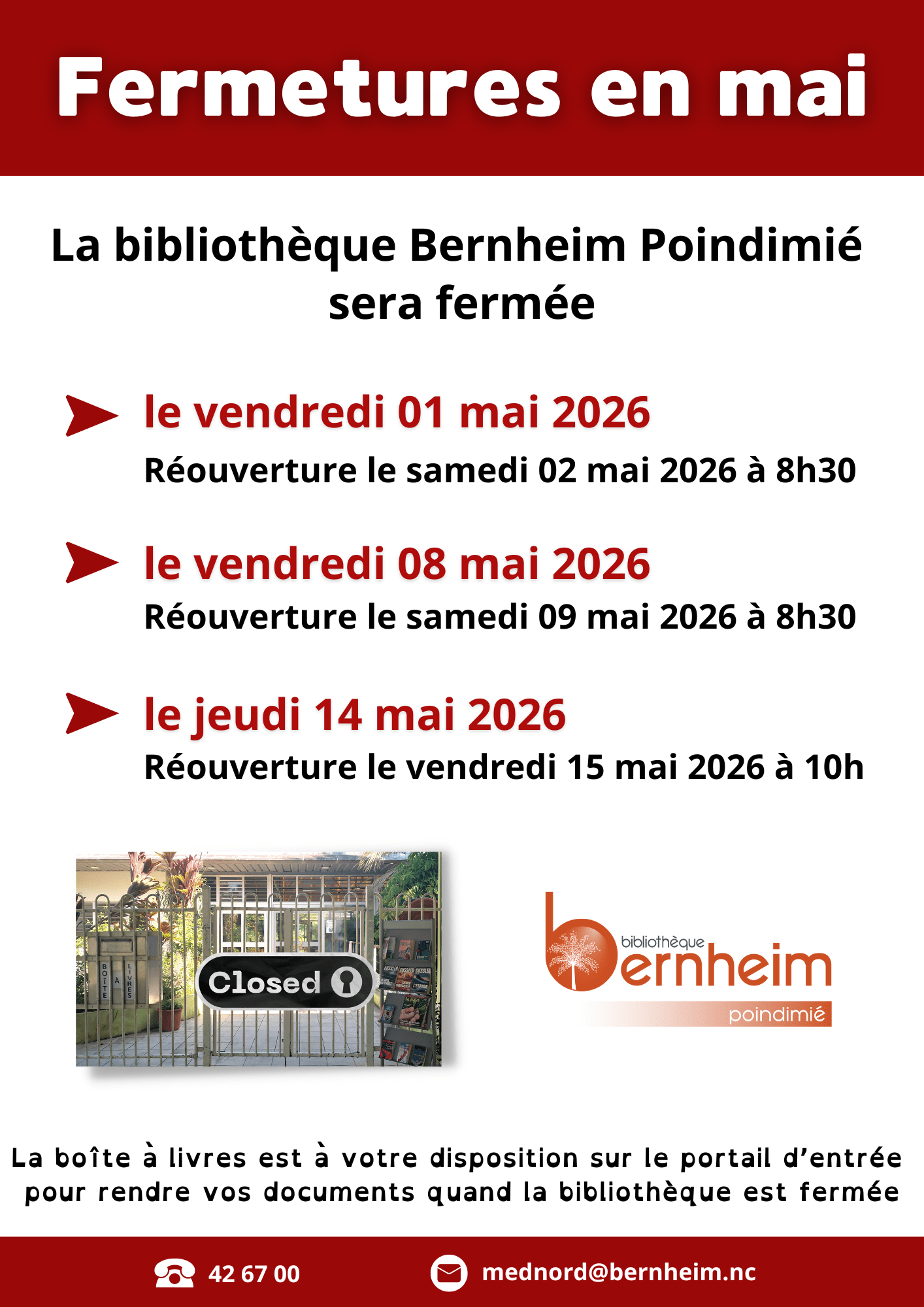 Fermetures EN MAI — à Poindimié