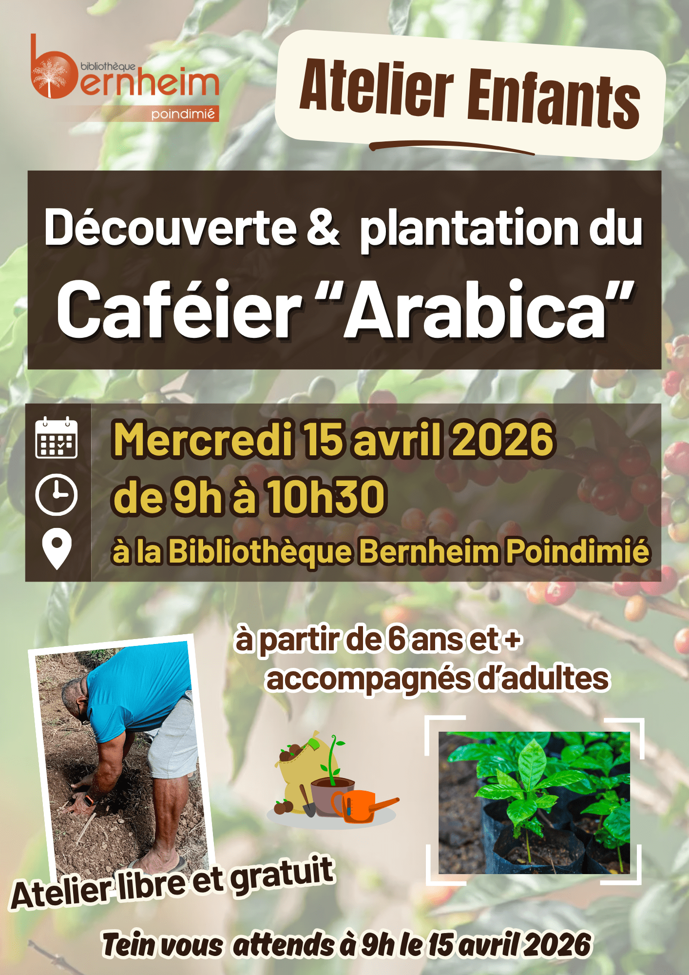 Atelier Enfant « Plantation d'un arbre » le mercredi 15 avril 2026 - à Poindimié