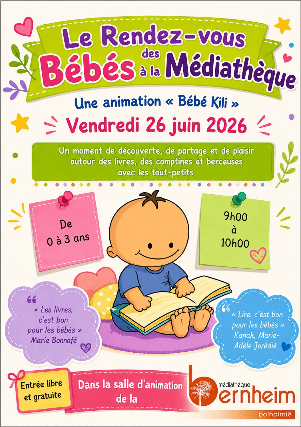 «BB KILI» le rendez-vous lecture des tout-petits EN JUILLET - à Poindimié