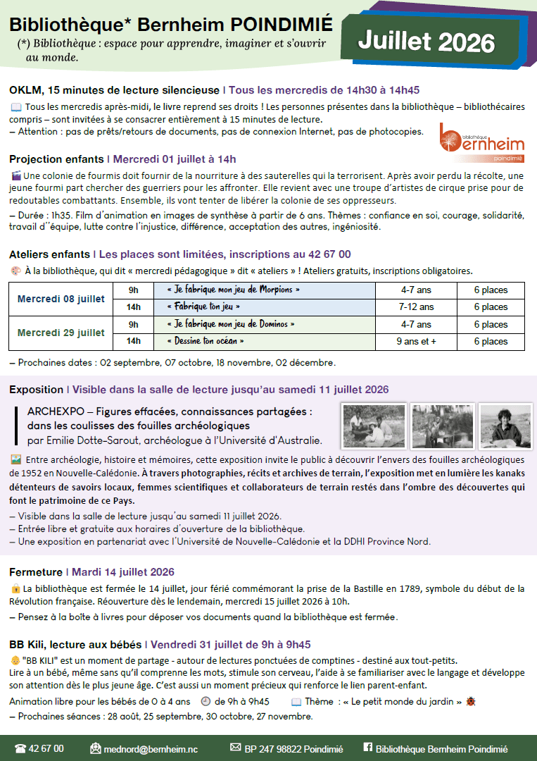 Juillet 2026 — à Poindimié